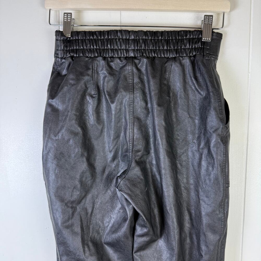 SPANX- Faux Leather Jogger Pants Black High Rise Pull-on Stretch S - Picture 6 of 8